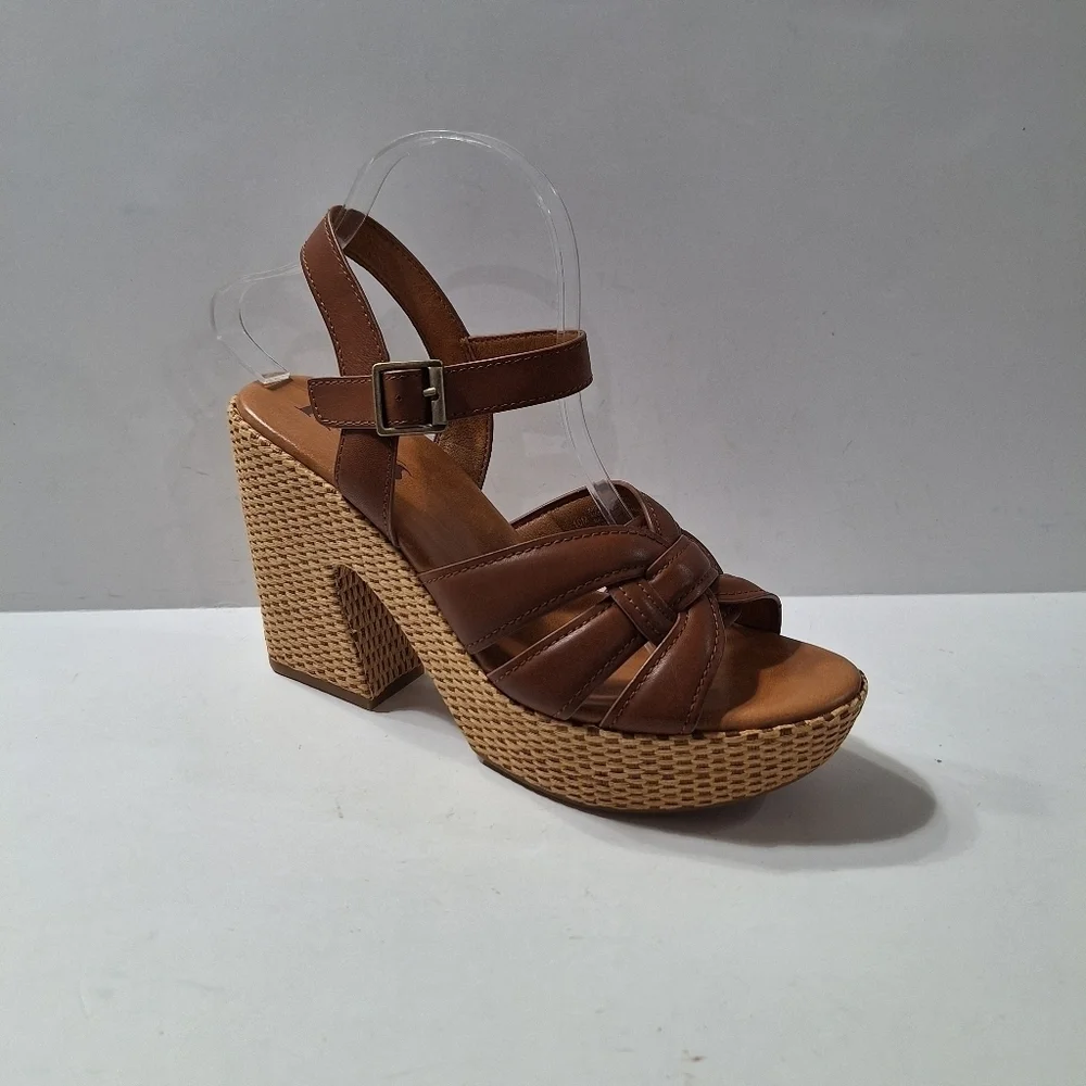 Korks NEW Dee Brown Tan Basketweave Y2K Bohemian Platform Hippie Boho Shoes 10